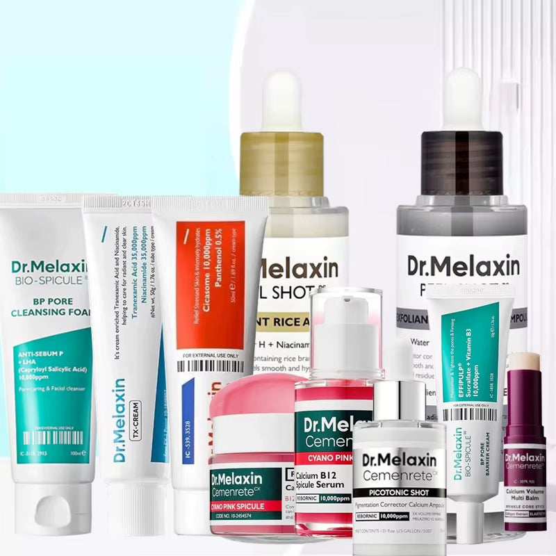 Dr. Melaxin Skincare Set Rice Exfoliating Serum Facial Moisturizing Serum Blackhead Removal Pore Shrinking Facial Cream Stick