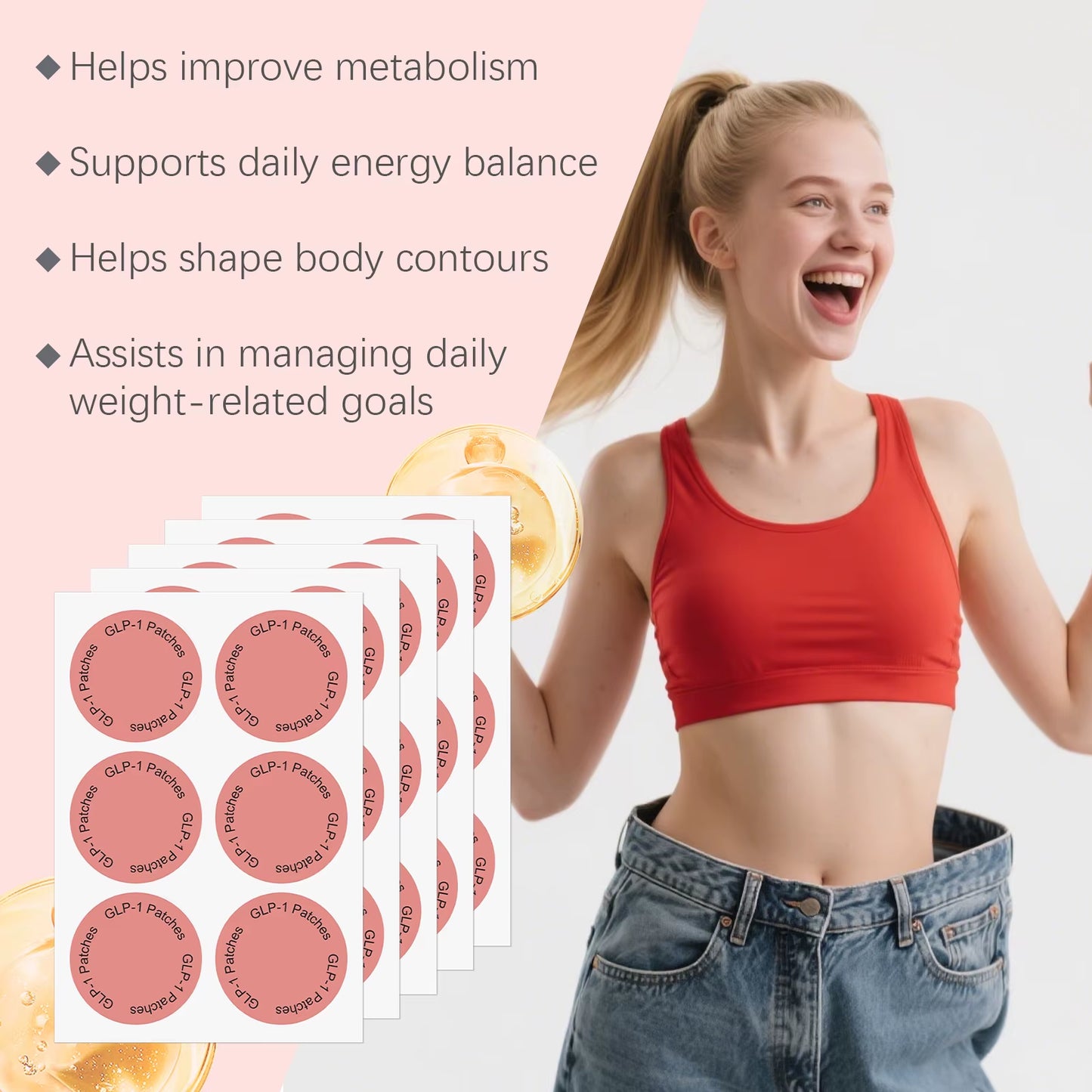 Glp1 Patches for Weight Loss Firming Shaping Skin Abdomen Fat Burning Natural Ingredient Blood Sugar Balance Body Slimming Patch